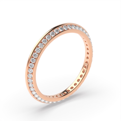 Channel Setting Round Rose Gold Offset Eternity Diamond Rings