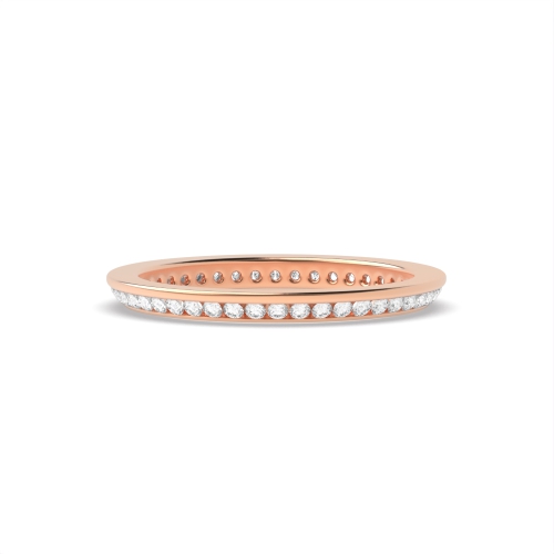 Channel Setting Round Rose Gold Offset Eternity Diamond Rings