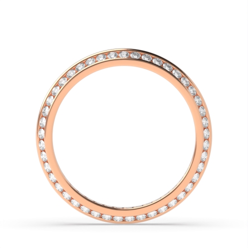 Channel Setting Round Rose Gold Offset Eternity Diamond Rings