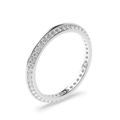 Channel Setting Round White Gold Offset Full Eternity Diamond Rings