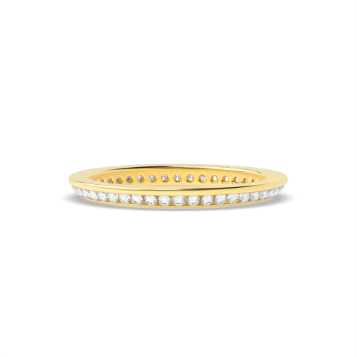 Channel Setting Round Yellow Gold Offset Eternity Diamond Rings