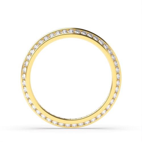 Channel Setting Round Yellow Gold Offset Eternity Diamond Rings