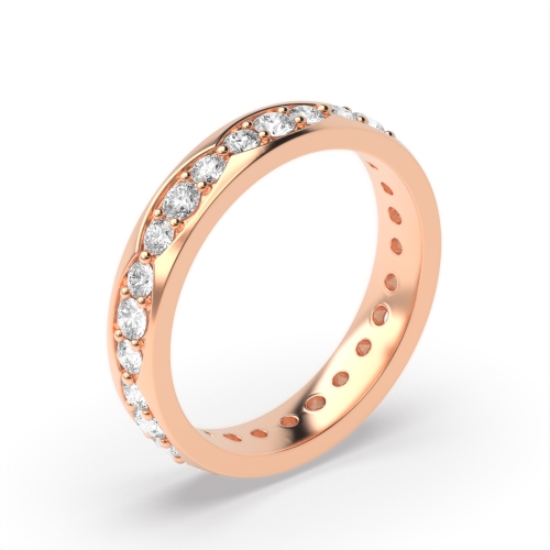 Pave Setting Round Rose Gold Grouped Eternity Diamond Rings