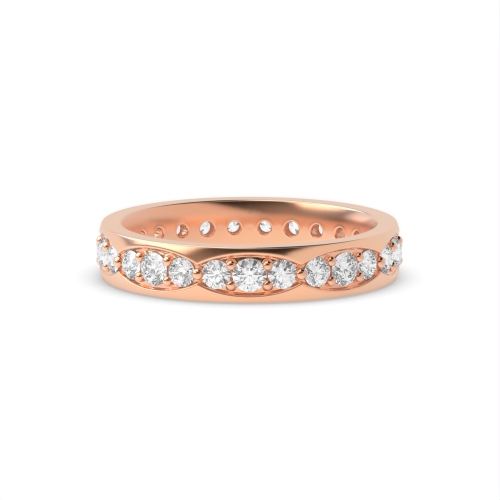 Pave Setting Round Rose Gold Grouped Eternity Diamond Rings