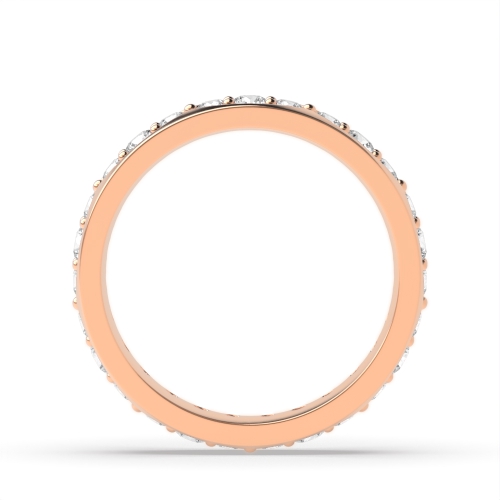Pave Setting Round Rose Gold Grouped Eternity Diamond Rings