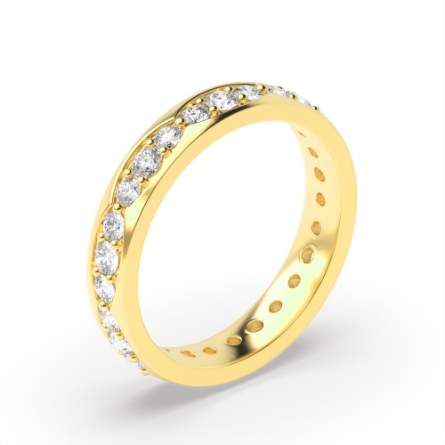 Pave Setting Round Yellow Gold Grouped Eternity Diamond Rings