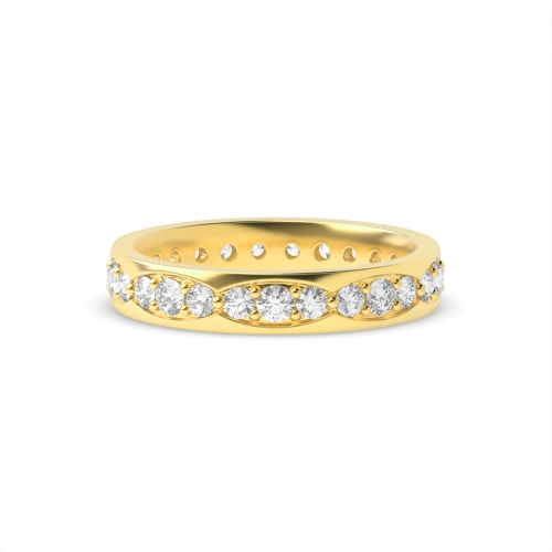 Pave Setting Round Yellow Gold Grouped Eternity Diamond Rings