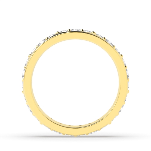 Pave Setting Round Yellow Gold Grouped Eternity Diamond Rings