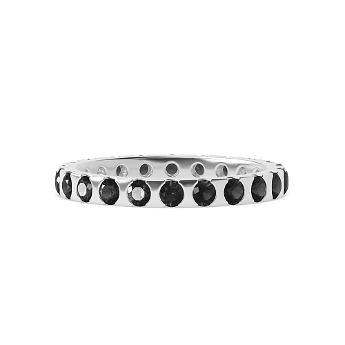Flush Setting Round Myst Black Eternity Diamond Rings