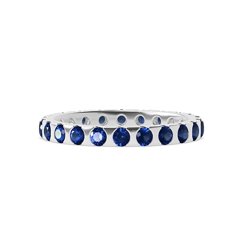 Flush Setting Round Myst Blue Sapphire Diamond Rings