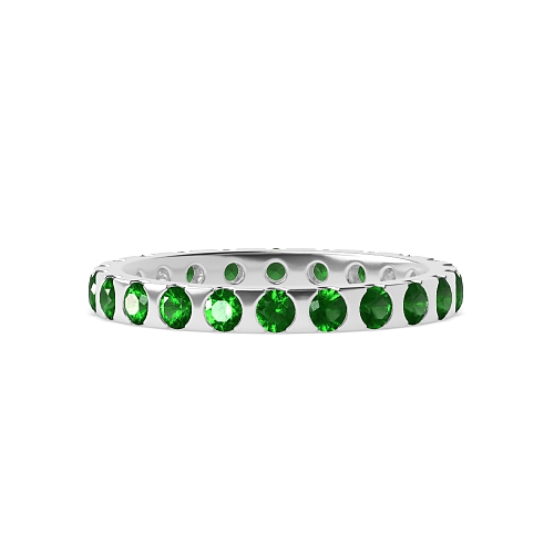 Flush Setting Round Myst Emerald Diamond Rings