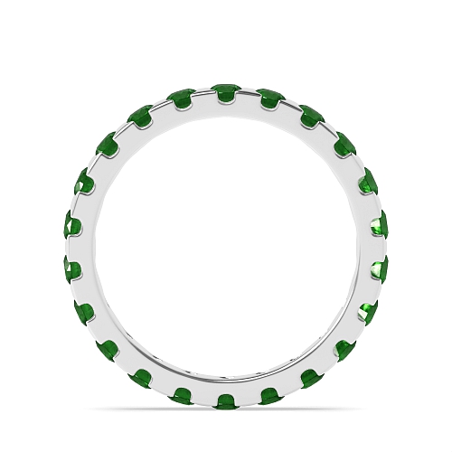 Flush Setting Round Myst Emerald Diamond Rings