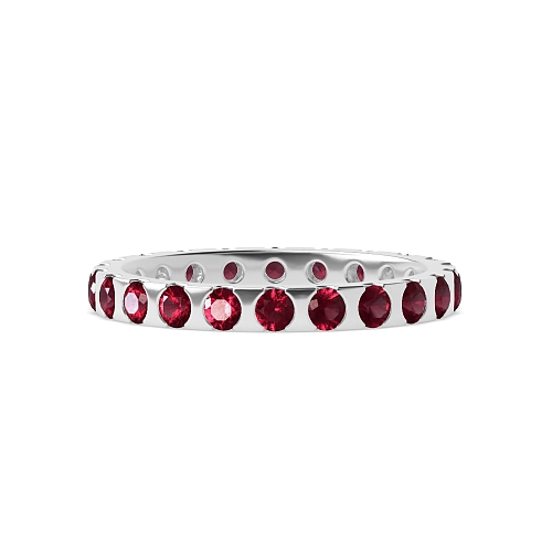 Flush Setting Round Myst Ruby Diamond Rings
