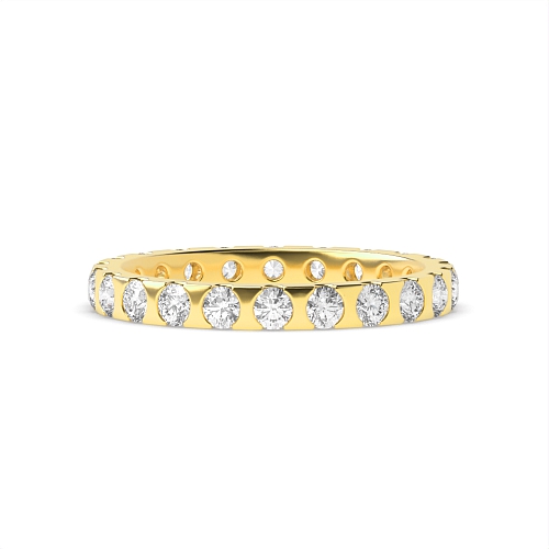 Flush Setting Round Yellow Gold Myst Eternity Diamond Rings