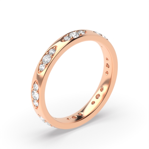 Pave Setting Round Rose Gold Marquise slot shaped Eternity Diamond Rings