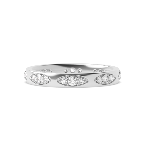 Pave Setting Round White Gold Marquise slot shaped Full Eternity Diamond Rings