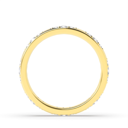 Pave Setting Round Yellow Gold Marquise slot shaped Eternity Diamond Rings