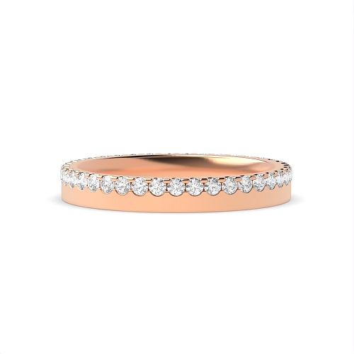 4 Prong Round Rose Gold Flat profile offset Eternity Diamond Rings