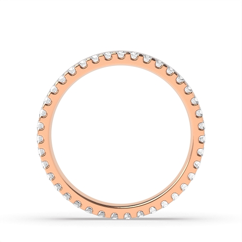 4 Prong Round Rose Gold Flat profile offset Eternity Diamond Rings