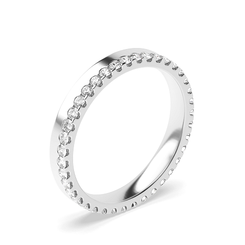 4 Prong Round White Gold Flat profile offset Full Eternity Diamond Rings