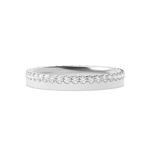 4 Prong Round White Gold Flat profile offset Full Eternity Diamond Rings