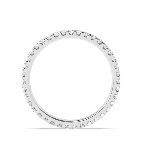 4 Prong Round White Gold Flat profile offset Full Eternity Diamond Rings