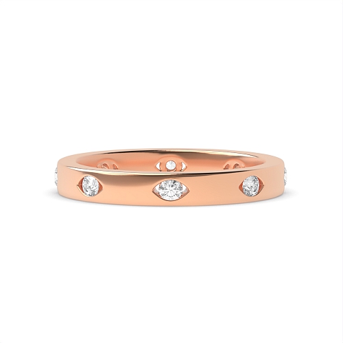 Flush Setting Round Rose Gold Eye cut designer Diamond Rings