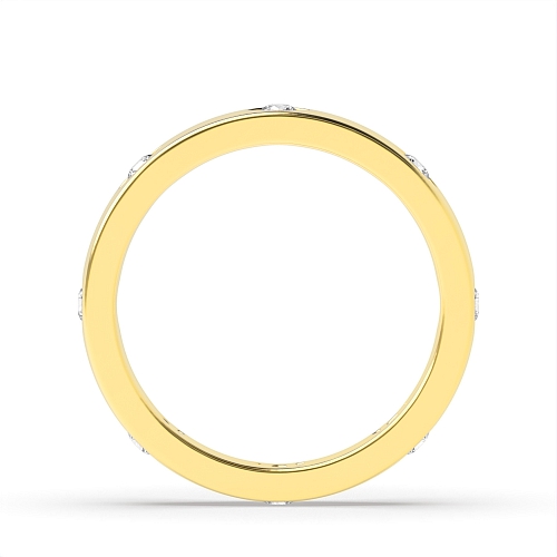 Flush Setting Round Yellow Gold Eye cut designer Band Diamond Rings