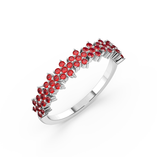 4 Prong Setting Star Cluster Ruby Half Eternity Ring for Her (4.20mm)