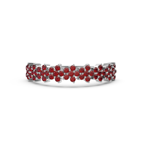 4 Prong Setting Star Cluster Ruby Half Eternity Ring for Her (4.20mm)