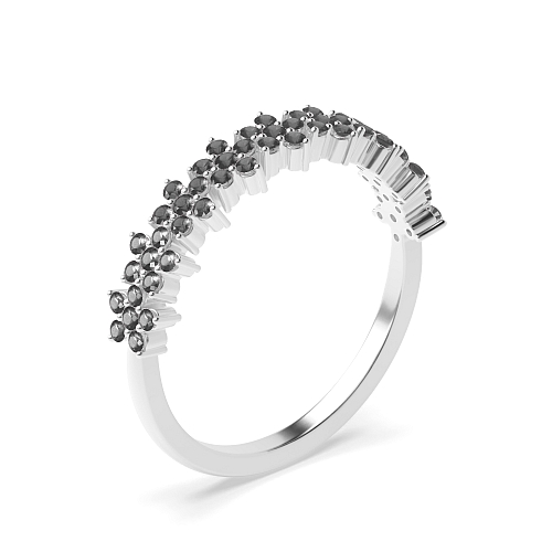 4 Prong Round Star cluster Black Band Diamond Rings