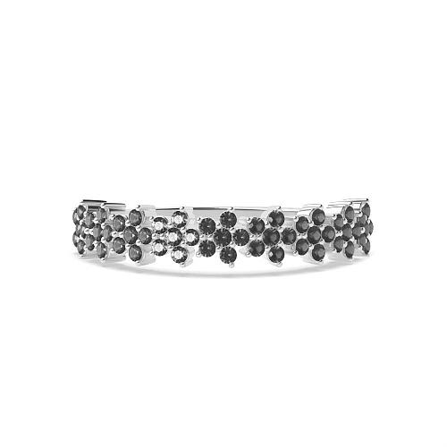 4 Prong Round Star cluster Black Band Diamond Rings