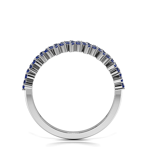 4 Prong Round Star cluster Blue Sapphire Half Eternity Diamond Ring