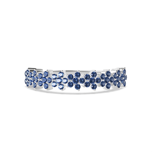 4 Prong Round Star cluster Blue Sapphire Band Diamond Rings