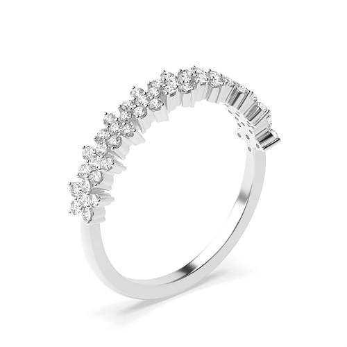 4 Prong Round Star cluster Half Eternity Wedding Band