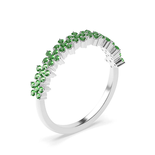 4 Prong Round Star cluster Emerald Diamond Rings