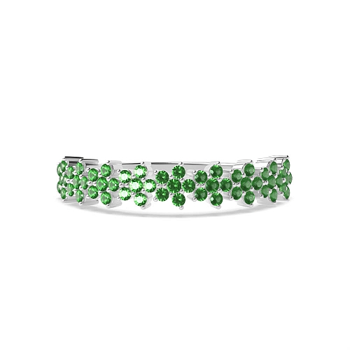 4 Prong Round Star cluster Emerald Diamond Rings