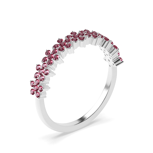 4 Prong Round Star cluster Ruby Diamond Rings