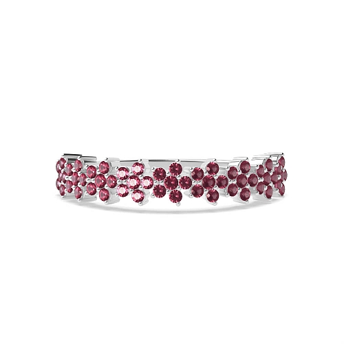 4 Prong Round Star cluster Ruby Diamond Rings