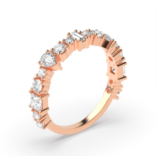 4 Prong Round Rose Gold Half Eternity Diamond Rings