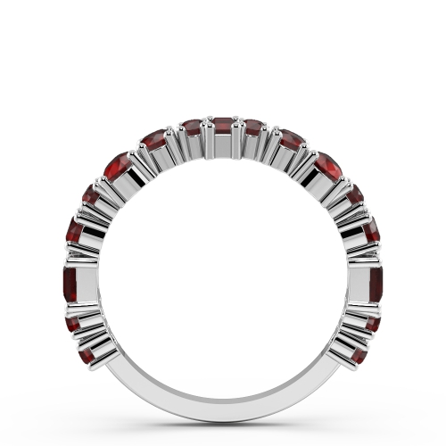 4 Prong Round Ruby Half Eternity Diamond Ring