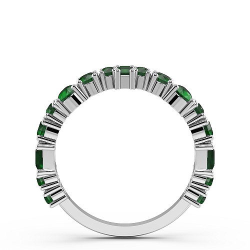 4 Prong Round Mixed shape unique Emerald Diamond Rings