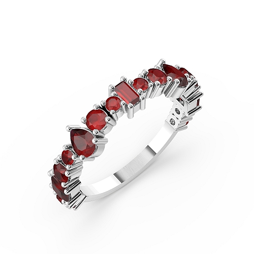 4 Prong Round Mixed shape unique Ruby Diamond Rings