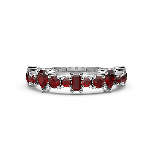 4 Prong Round Mixed shape unique Ruby Diamond Rings