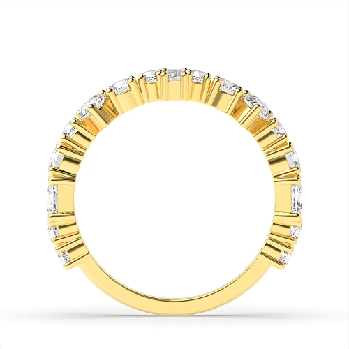 4 Prong Round Yellow Gold Mixed shape unique Diamond Rings