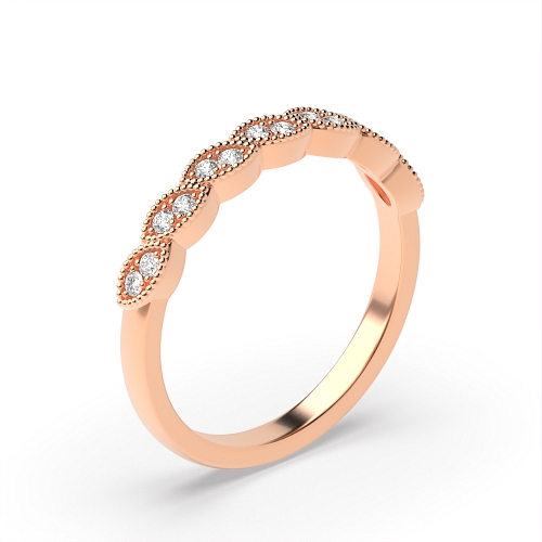 3 Prong Round Rose Gold Miligrain Diamond Rings