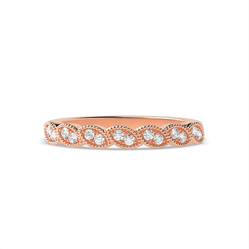 3 Prong Round Rose Gold Miligrain Diamond Rings