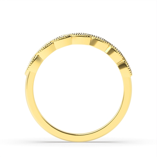 3 Prong Round Yellow Gold Miligrain Diamond Rings