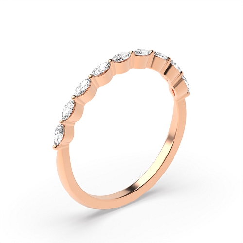 3 Prong Marquise Rose Gold dainty Half Eternity Wedding Band