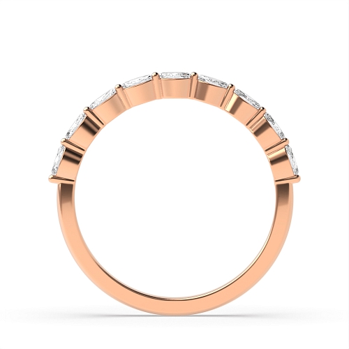 3 Prong Marquise Rose Gold dainty Half Eternity Wedding Band